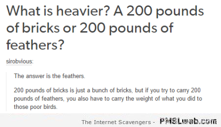 What is heavier funny comment at PMSLweb.com