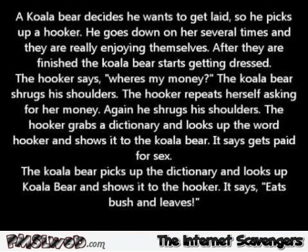 Koala and hooker joke at PMSLweb.com
