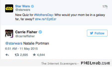 Funny Carrie Fisher tweet at PMSLweb.com