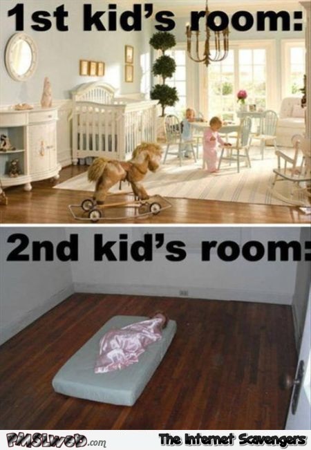 Funny 1st kid’s room versus 2nd kid’s room – Monday LOL pictures at PMSLweb.com