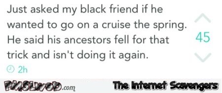 Funny asked my black friend to go on a cruise at PMSLweb.com