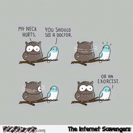 Owl needs an exorcist funny cartoon at PMSLweb.com