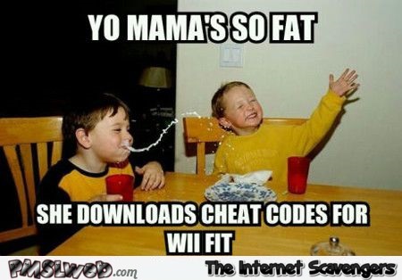 Yo mama’s so fat she downloads cheat codes for wii fit meme at PMSLweb.com