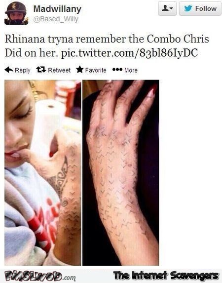Rihanna remembers the combo Chris did on her tattoo