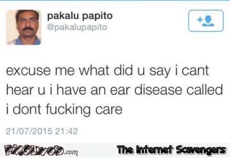 Funny ear disease tweet at PMSLweb.com