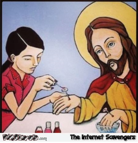 Funny jesus getting his nails done at PMSLweb.com