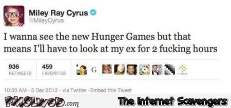 Funny Miley Cyrus Hunger Games tweet at PMSLweb.com