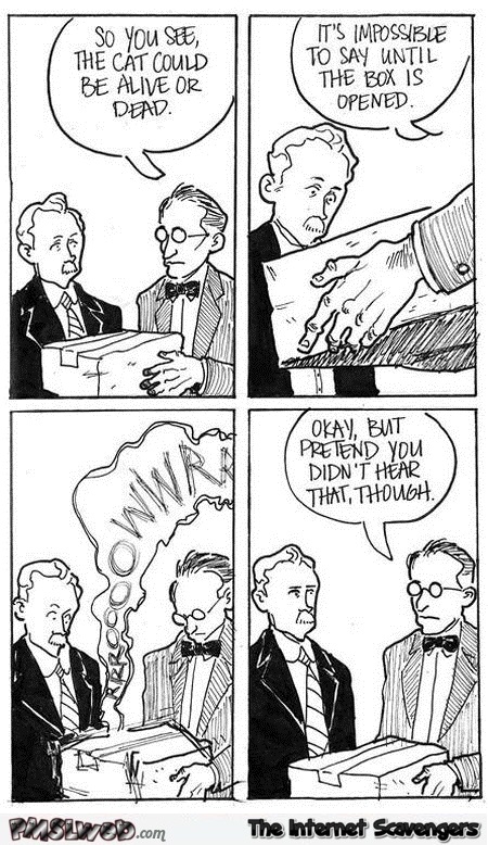 Funny Schrodinger box cartoon – Saturday funnies at PMSLweb.com
