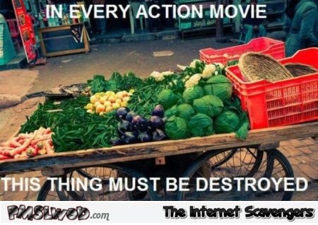 In every action movie food cart must be destroyed humor