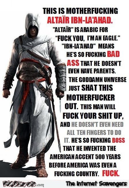 Funny and rude Assassin’s creed Altair at PMSLweb.com