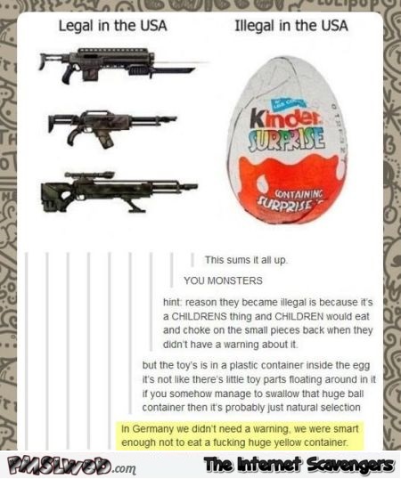 Funny German reply to kinder egg ban in USA at PMSLweb.com