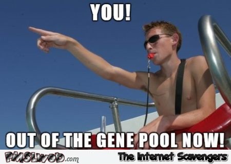 Get out of the gene pool meme at PMSLweb.com