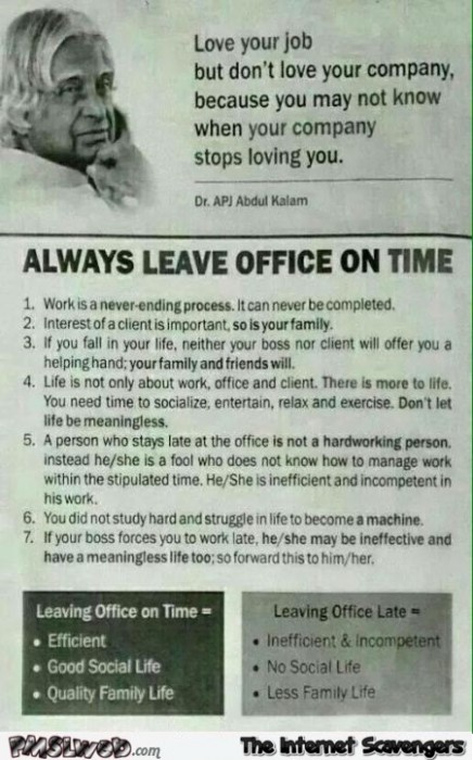 Always leave office on time advice