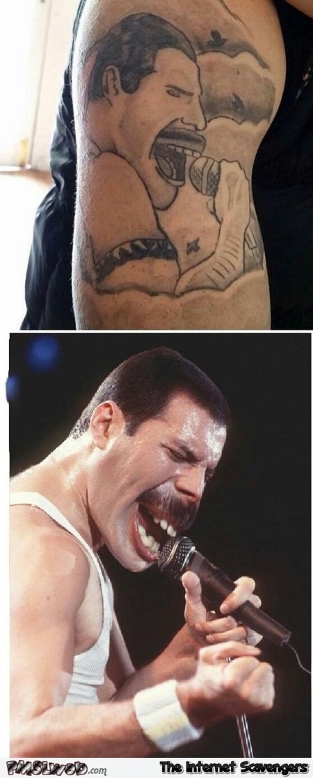 Funny Freddie Mercury tattoo fail – Monday LOL pictures at PMSLweb.com