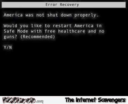 America was not shut down properly funny error at PMSLweb.com