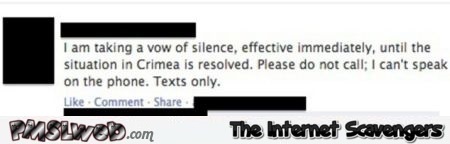 Taking a vow of silence facebook fail @PMSLweb.com