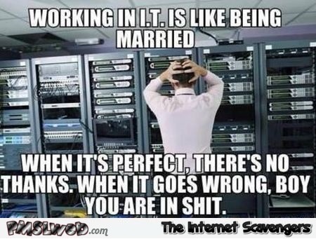 Working in IT is like being married meme at PMSLweb.com