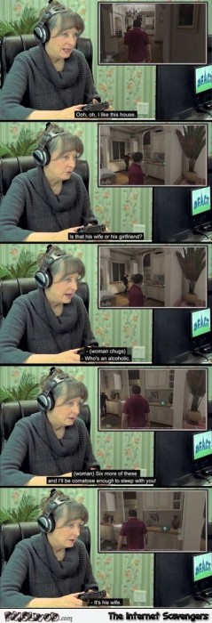 Funny grandmother playing GTA