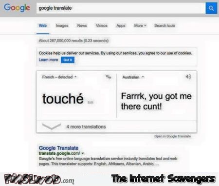 Funny Touché Google translation at PMSLweb.com