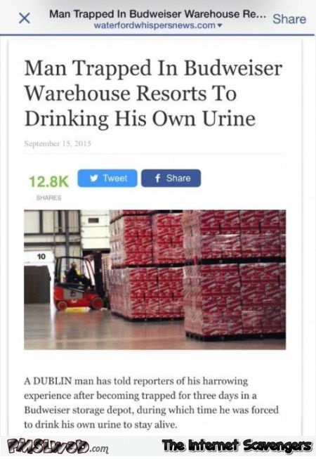 Man trapped In Budweiser warehouse funny news