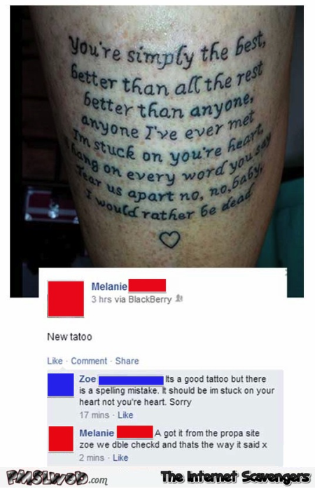 Facebook tattoo fail @PMSLweb.com