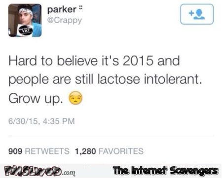 Funny lactose intolerant tweet at PMSLweb.com