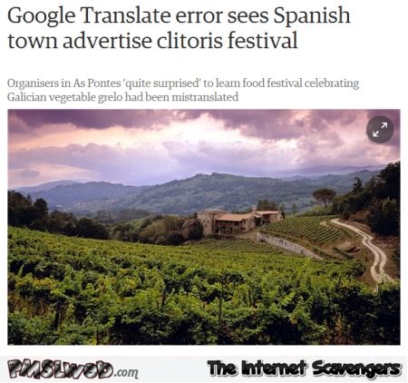 Google translation fail Spanish Clitoris festival @PMSLweb.com