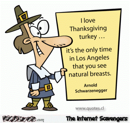 Funny Schwarzenegger Thanksgiving quote @PMSLweb.com