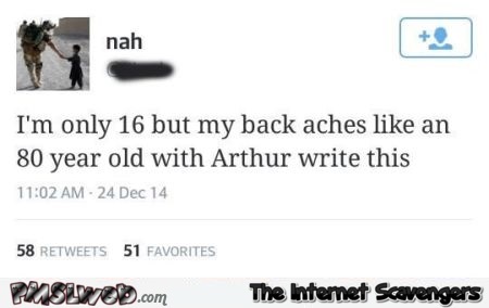 Funny arthritis tweet fail