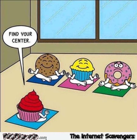 Funny doughnut meditation cartoon @PMSLweb.com