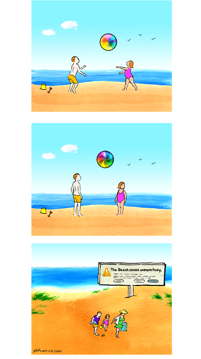 The beach closed unexpectedly cartoon @PMSLweb.com