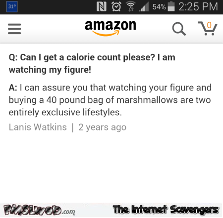 Funny calorie count on Amazon @PMSLweb.com