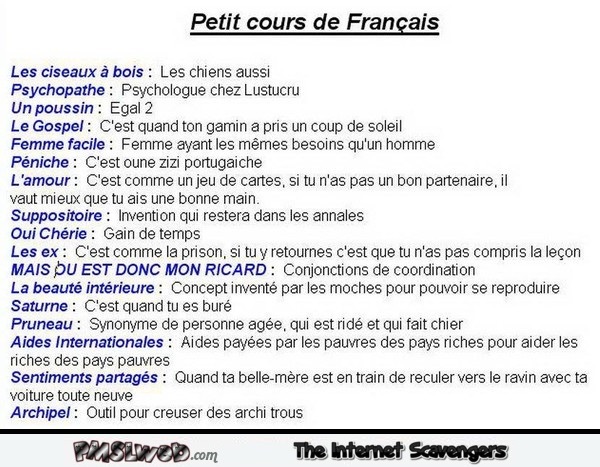 Petit cours de Français humour @PMSLweb.com
