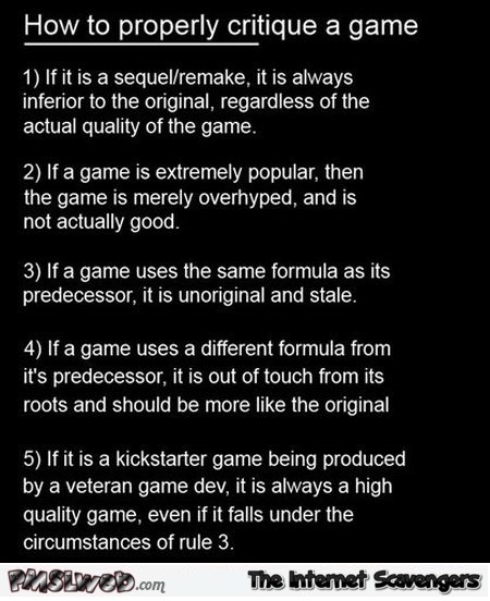 How to critique a game humor @PMSLweb.com