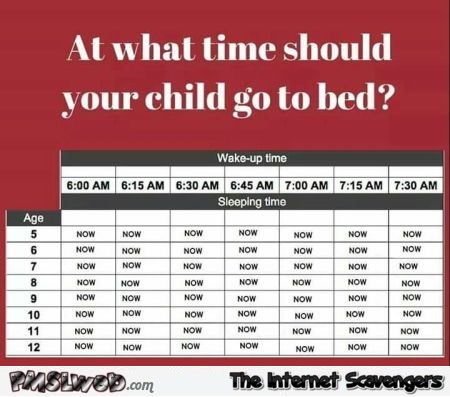 Funny at what time should your child go to bed @PMSLweb.com