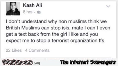 Funny British Muslim Facebook status @PMSLweb.com