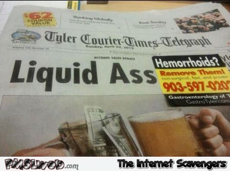 Funny hemorrhoid advert placement @PMSLweb.com