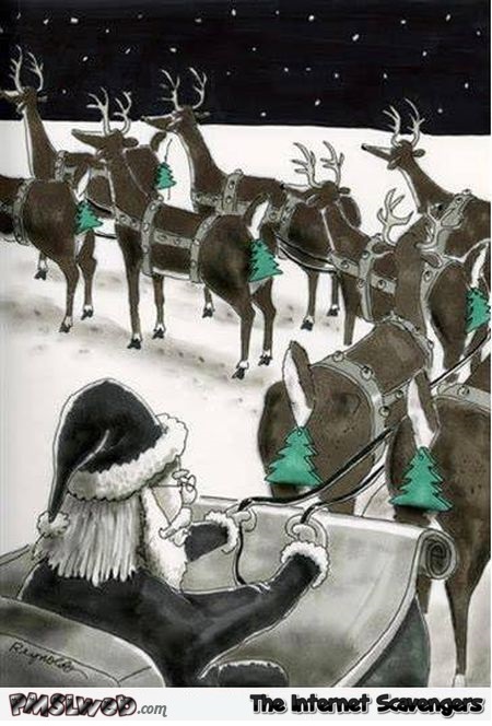 Funny Santa sleigh cartoon @PMSLweb.com