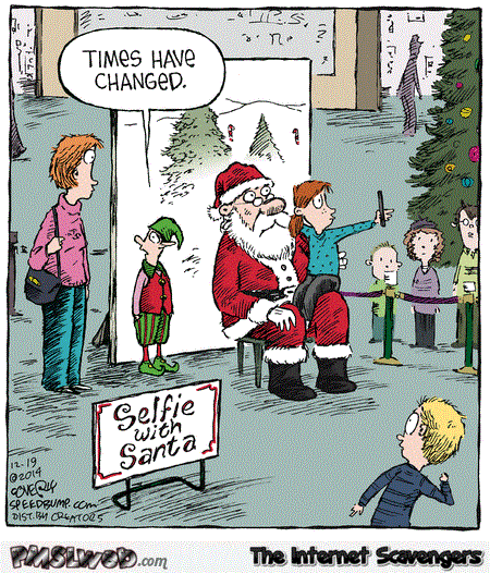 Selfie with santa funny cartoon @PMSLweb.com
