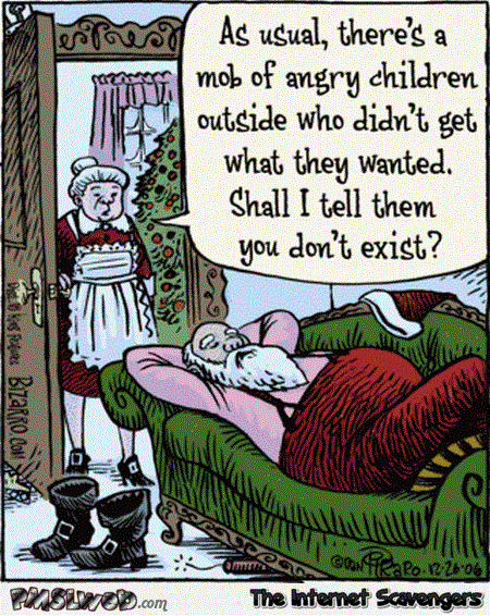 Telling the kids Santa doesn’t exist funny cartoon @PMSLweb.com