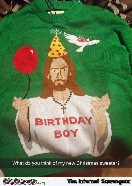 Funny Jesus Christmas sweater @PMSLweb.com
