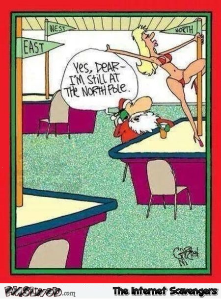 Funny North pole Santa cartoon @PMSLweb.com