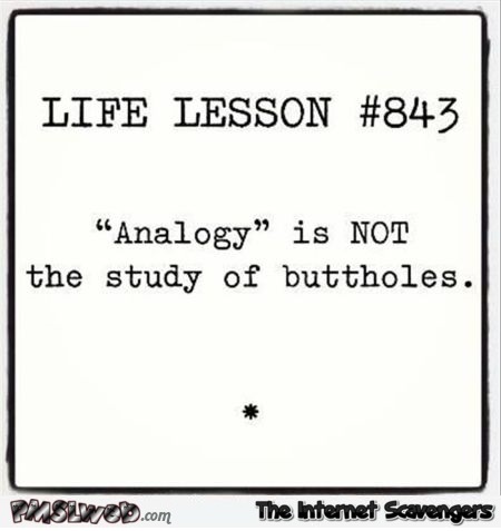 Analogy is not the study of buttholes @PMSLweb.com