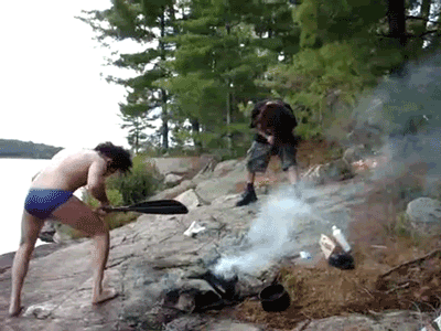 Taking care of a fire with headbanging