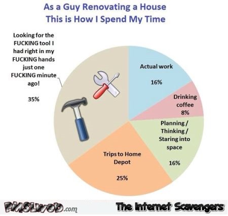 Guy renovating house funny graph @PMSLweb.com