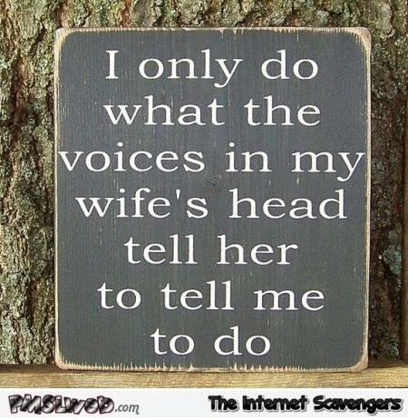 The voices in my wife’s head funny quote @PMSLweb.com