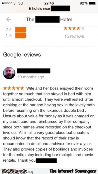 Funny hotel room review