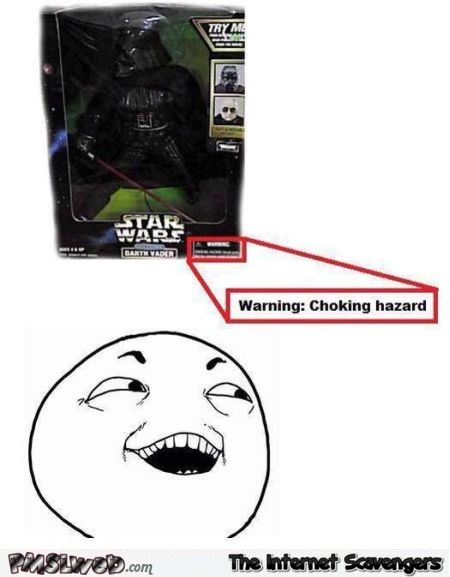 Darth Vader toy choking hazard warning @PMSLweb.com