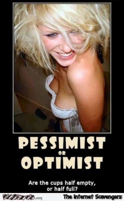 Funny Pessimist and optimist bra edition