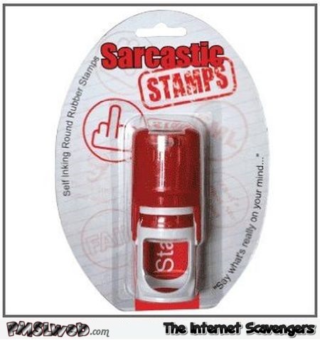 Sarcastic middle finger stamp – Explicit language humor @PMSLweb.com